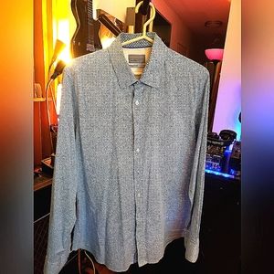 Mens blue medium print dress shirt.